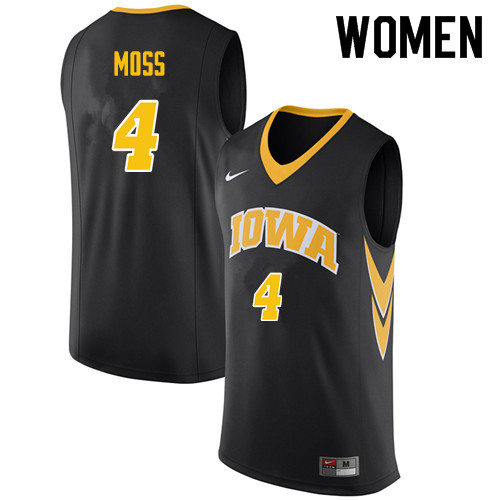 Women #4 Isaiah Moss Iowa Hawkeyes College Basketball Jerseys Sale-Black